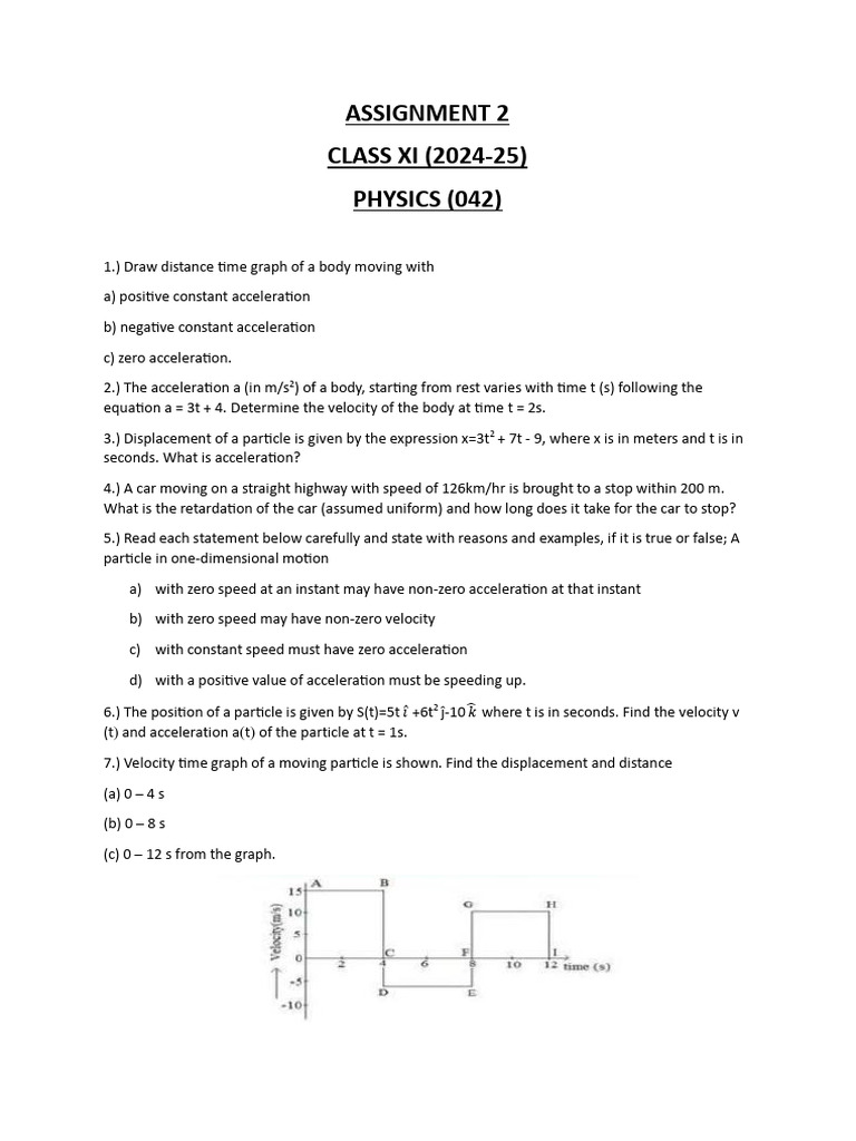 Physics Assignment on Motion and Acceleration | PDF | Acceleration | Speed