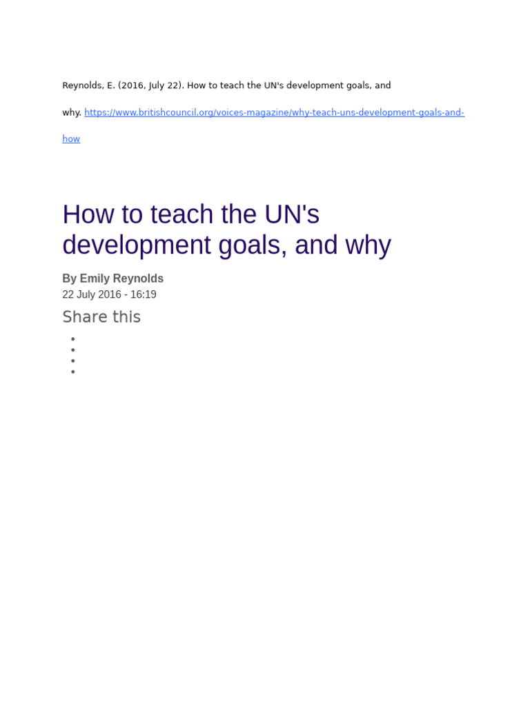 Teaching Sustainable Development Goals | PDF | Teachers | Hunger