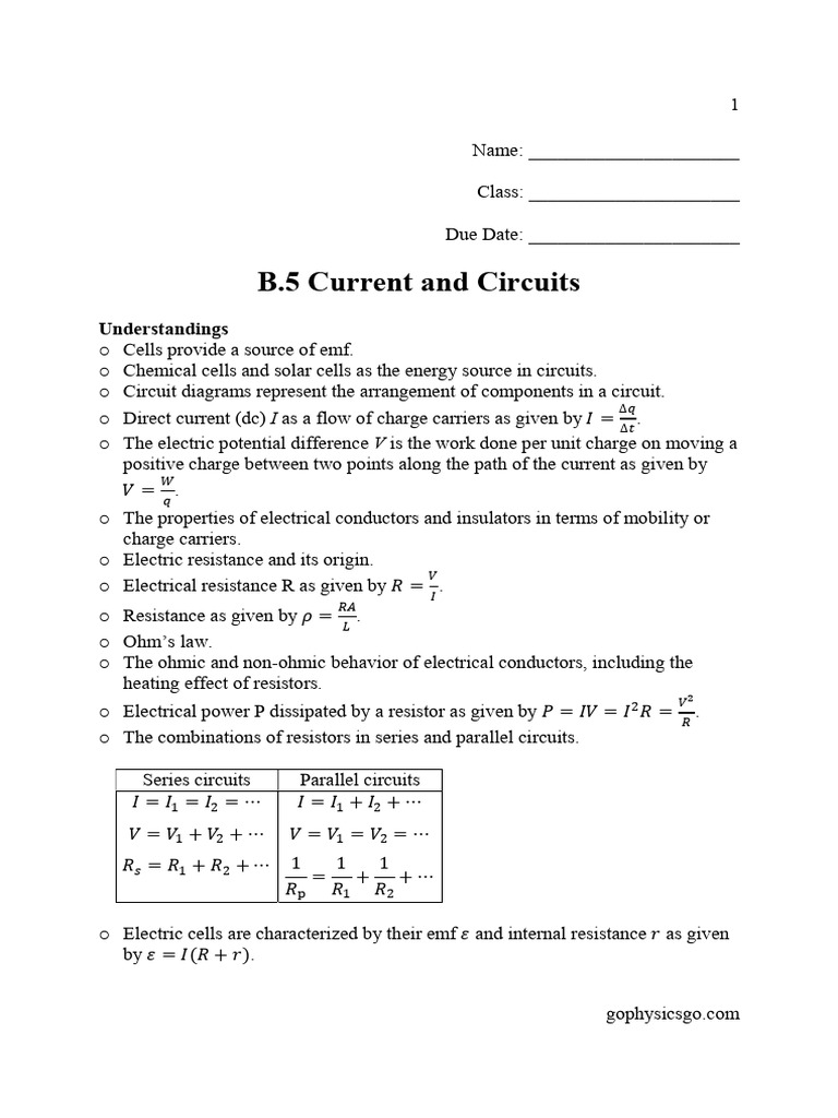 Understanding Current and Circuits | PDF | Resistor | Series And ...