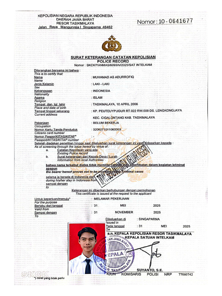 SKCK Rofiq | PDF