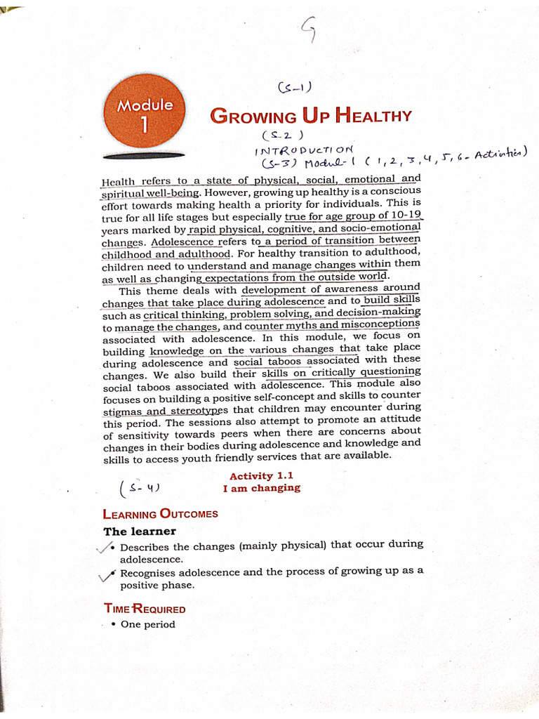 SHWP Module 1 - Growing Up Healthy | PDF