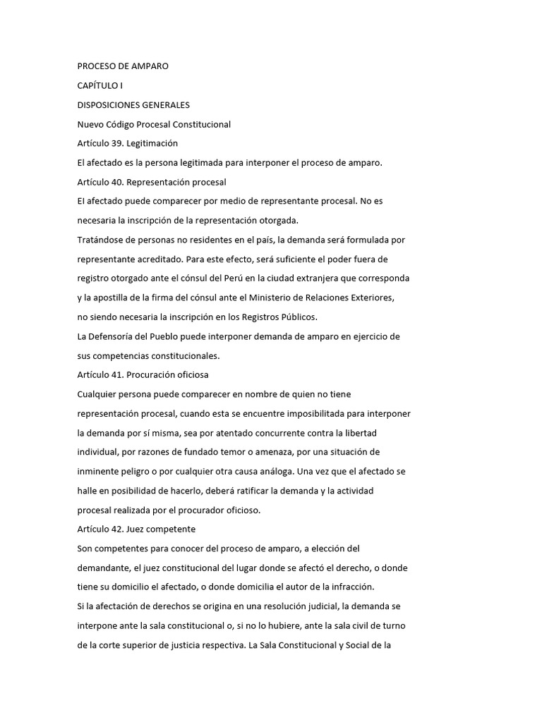 Proceso de Amparo: Disposiciones y Procedimiento | PDF | Habeas corpus ...