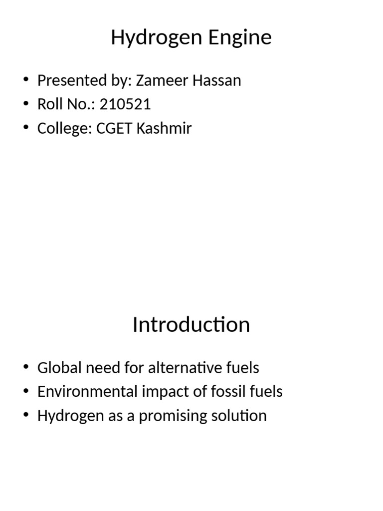 Hydrogen Engines: A Sustainable Future | PDF | Hydrogen | Engines
