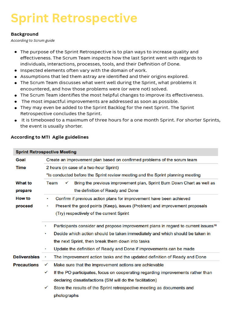 Sprint Retrospective | PDF