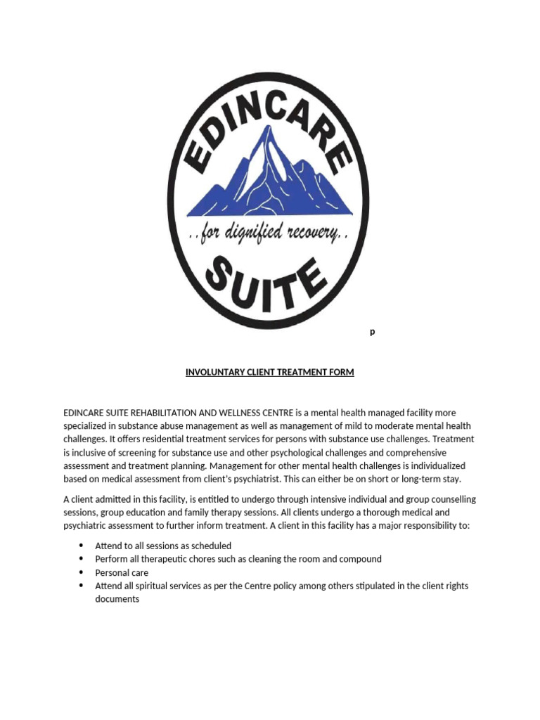 Involuntary Client Treatment Agreement | PDF | Mental Health | Psychiatry