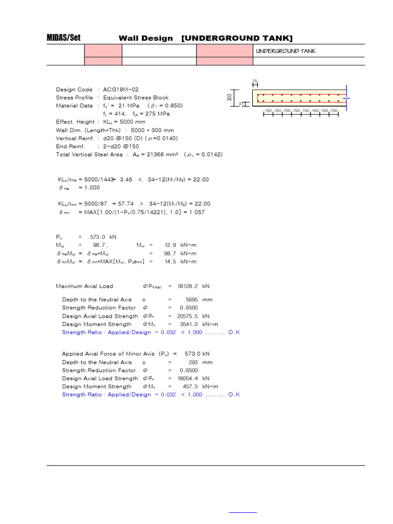 Underground Tank Wall Design Analysis | PDF | Applied And ...