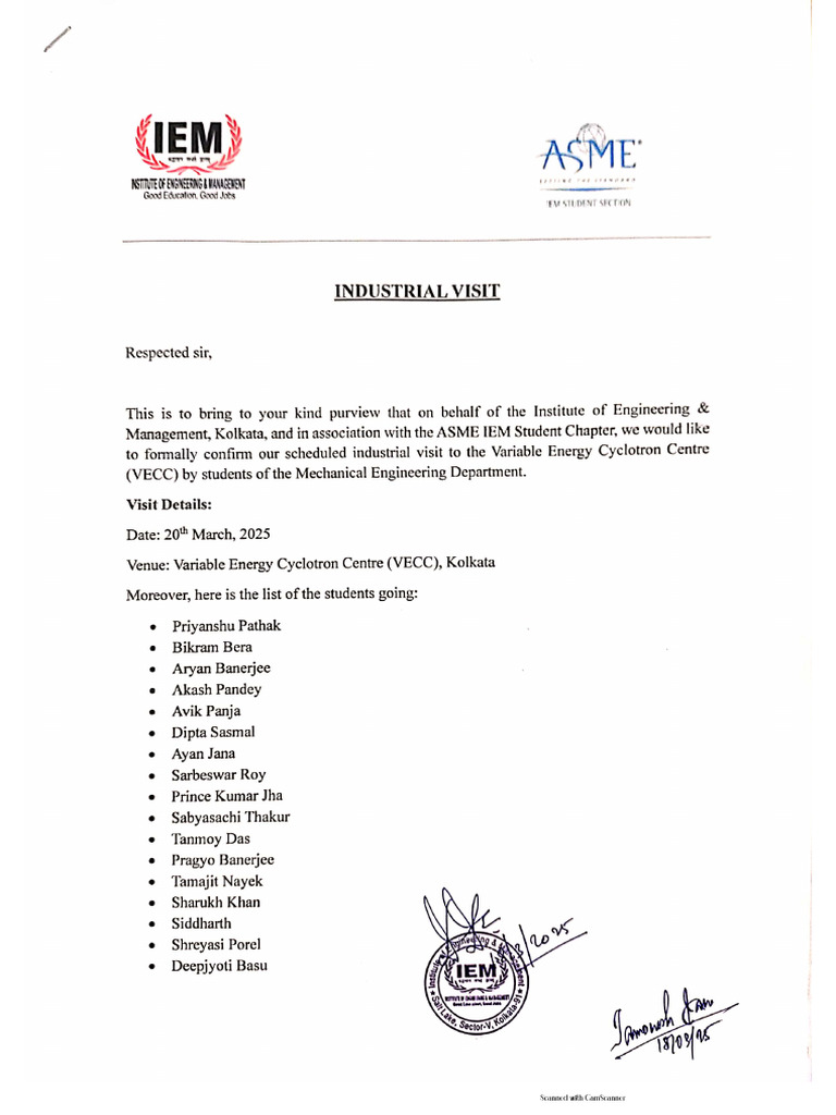 VECC Industry Visit | PDF