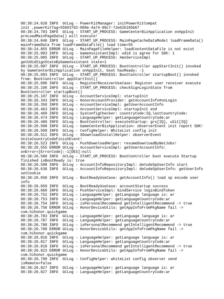 GameCenter Initialization Log Analysis | PDF | Computing | Software