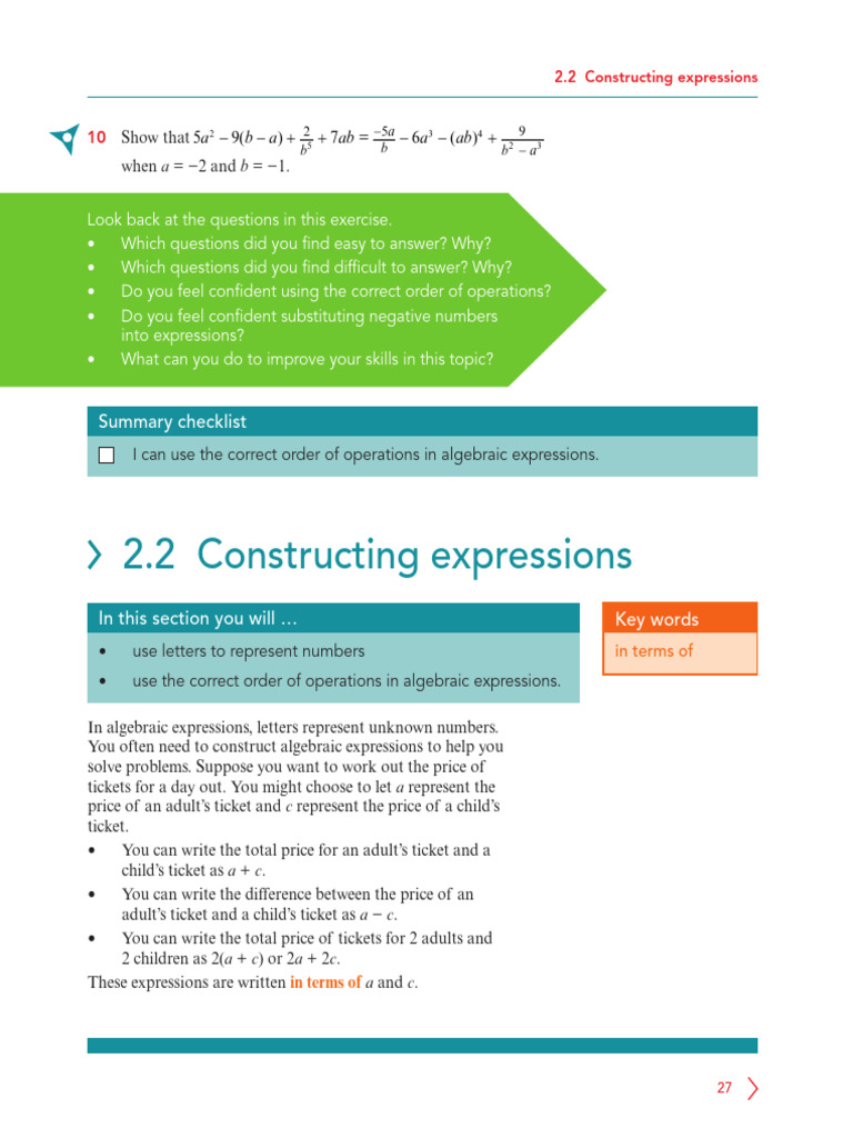 Constructing Algebraic Expressions Guide | PDF | Area | Mathematics