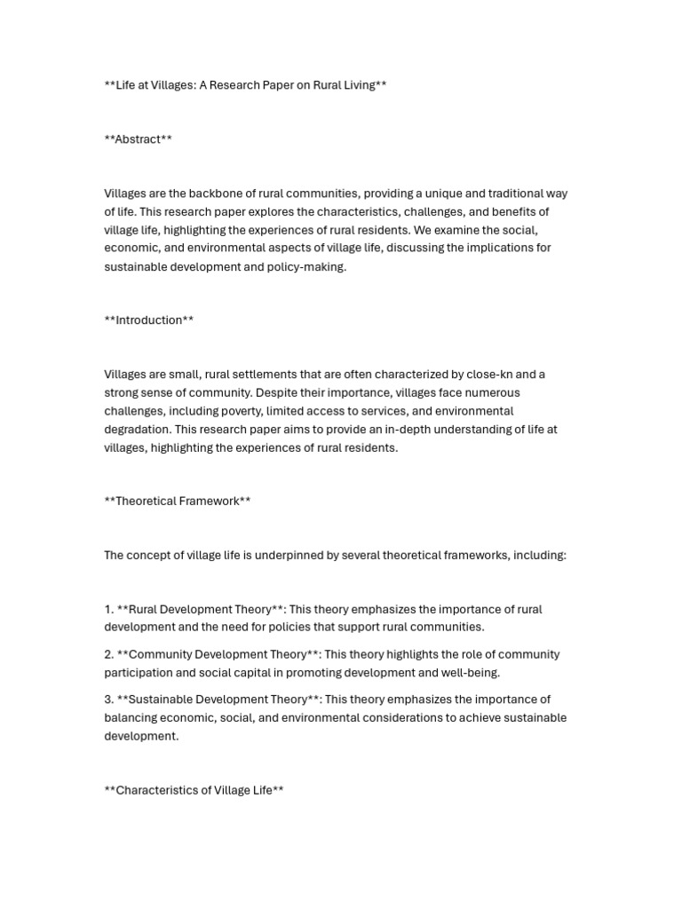Understanding Village Life and Sustainability | PDF | Sustainable ...