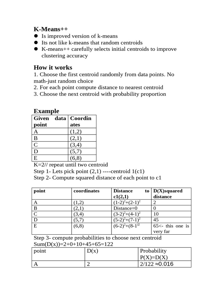 K-Means++ Clustering Explained | PDF | Data Mining | Artificial ...