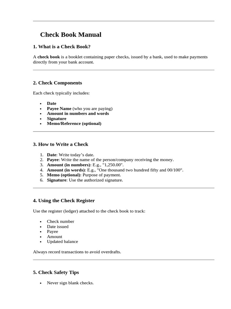 Checkbook Manual | PDF