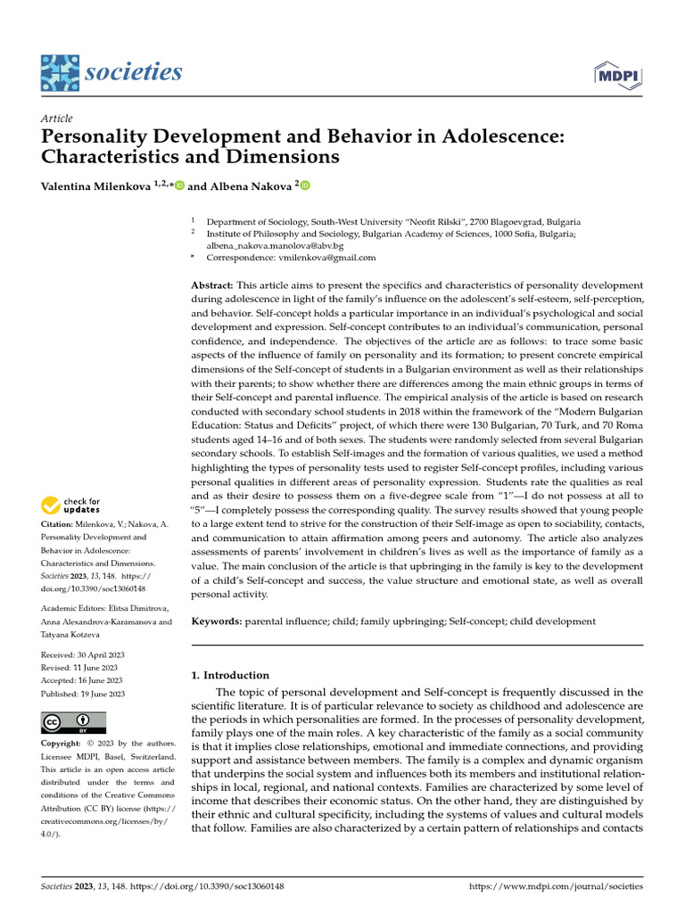 Adolescent Personality Development Factors | PDF | Self Esteem | Self ...