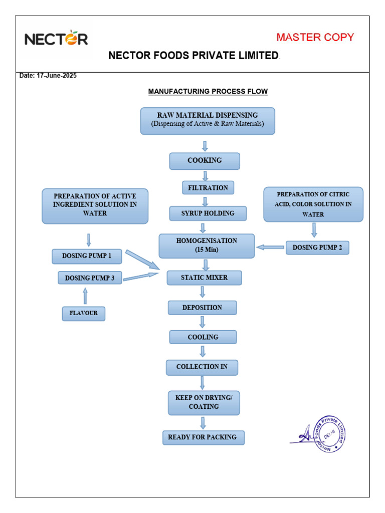 Nectar Foods Manufacturing Process Flow | PDF