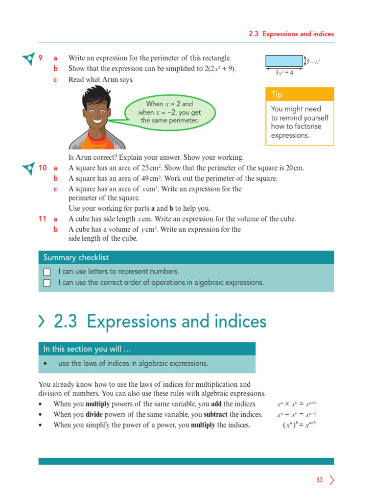 Simplifying Algebraic Expressions and Indices | PDF | Multiplication | Area