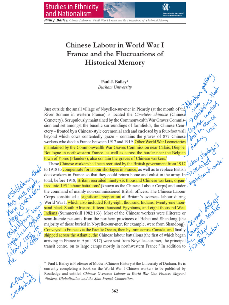 Chinese Labour Corps in WWI France | PDF | China | World Politics