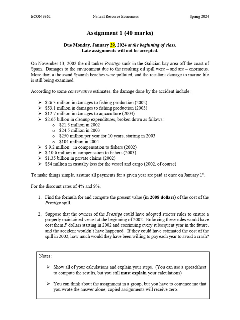 Economics3362 Assignment1 Spring2024 | PDF