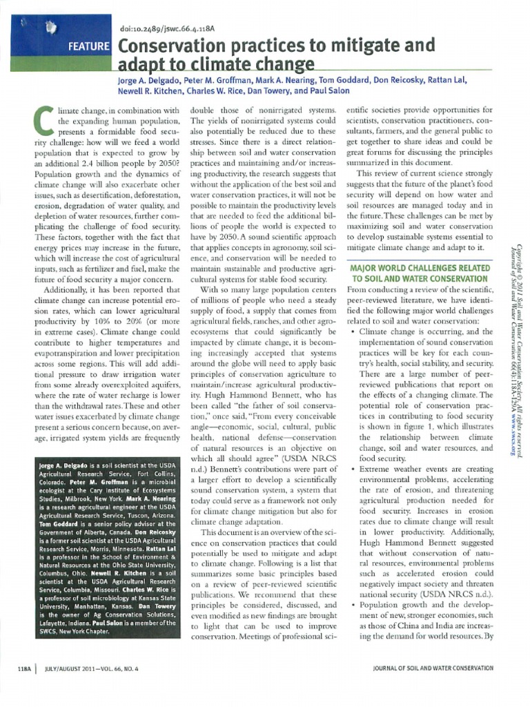 2127 Conservation Practices To Mitigate and Adapt To Climatic Change | PDF