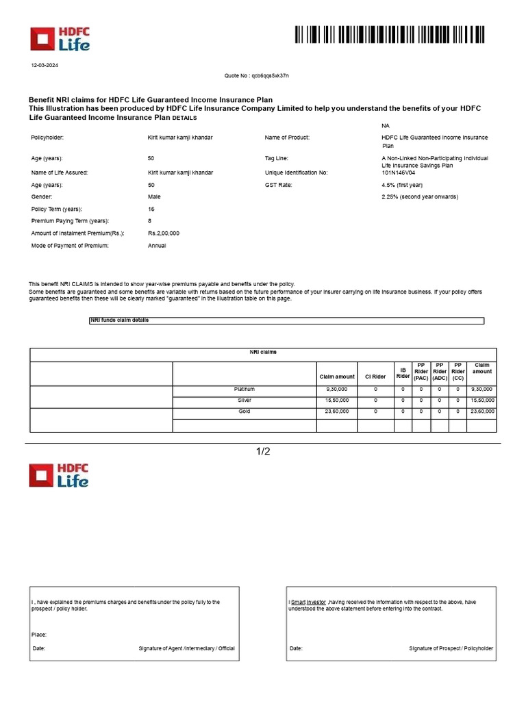 HDFC Life Guaranteed Income Plan Benefits | PDF | Insurance | Life ...