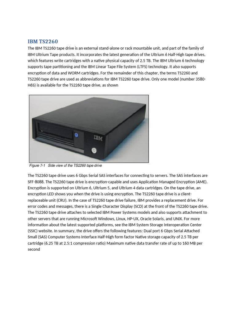 IBM TS2260 Tape Drive Overview | PDF