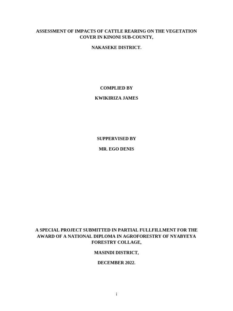Cattle Rearing's Impact on Vegetation in Nakaseke | PDF | Grazing | Soil