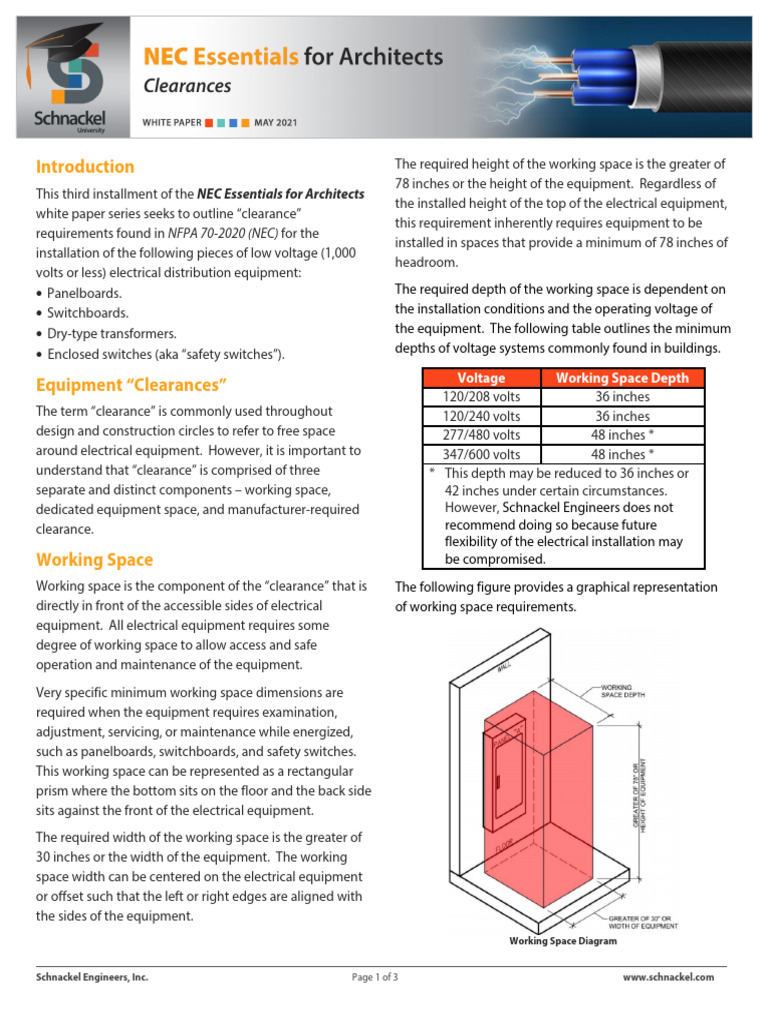 Nec Essentials For Architects Clearances | PDF | Transformer | Electricity