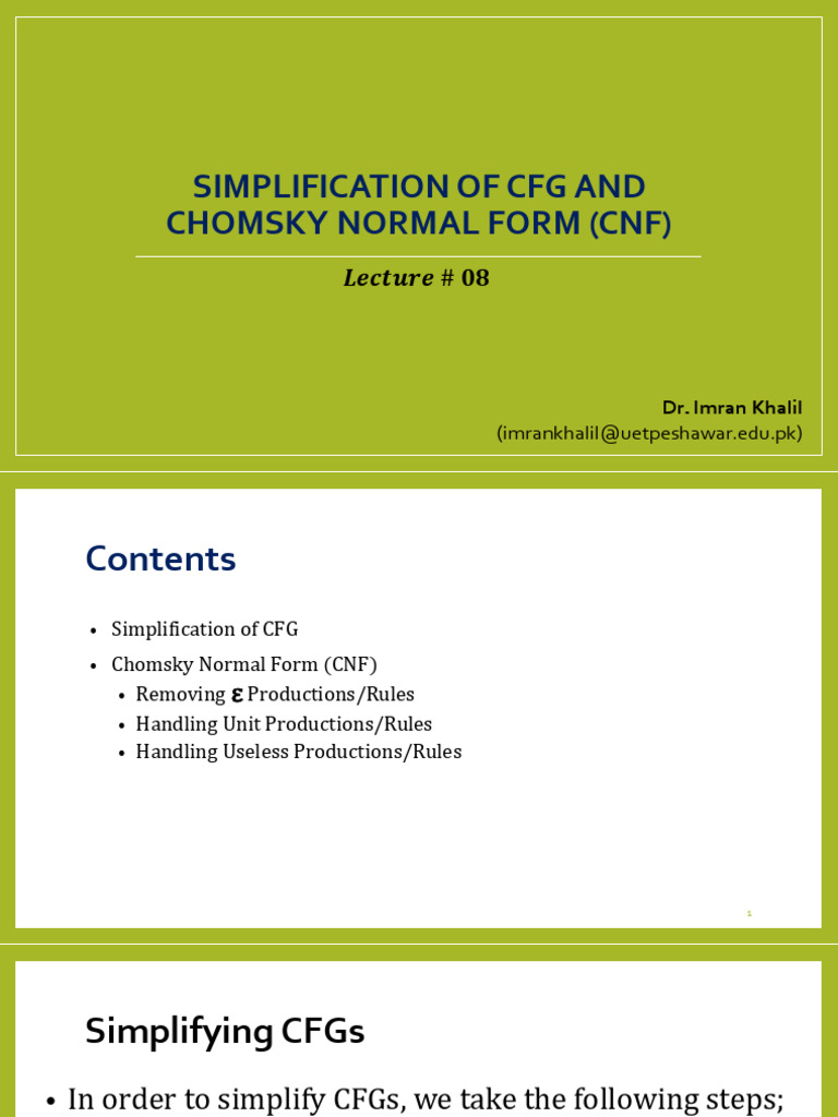 CFG Simplification and CNF Conversion | PDF | Applied Mathematics | Syntax