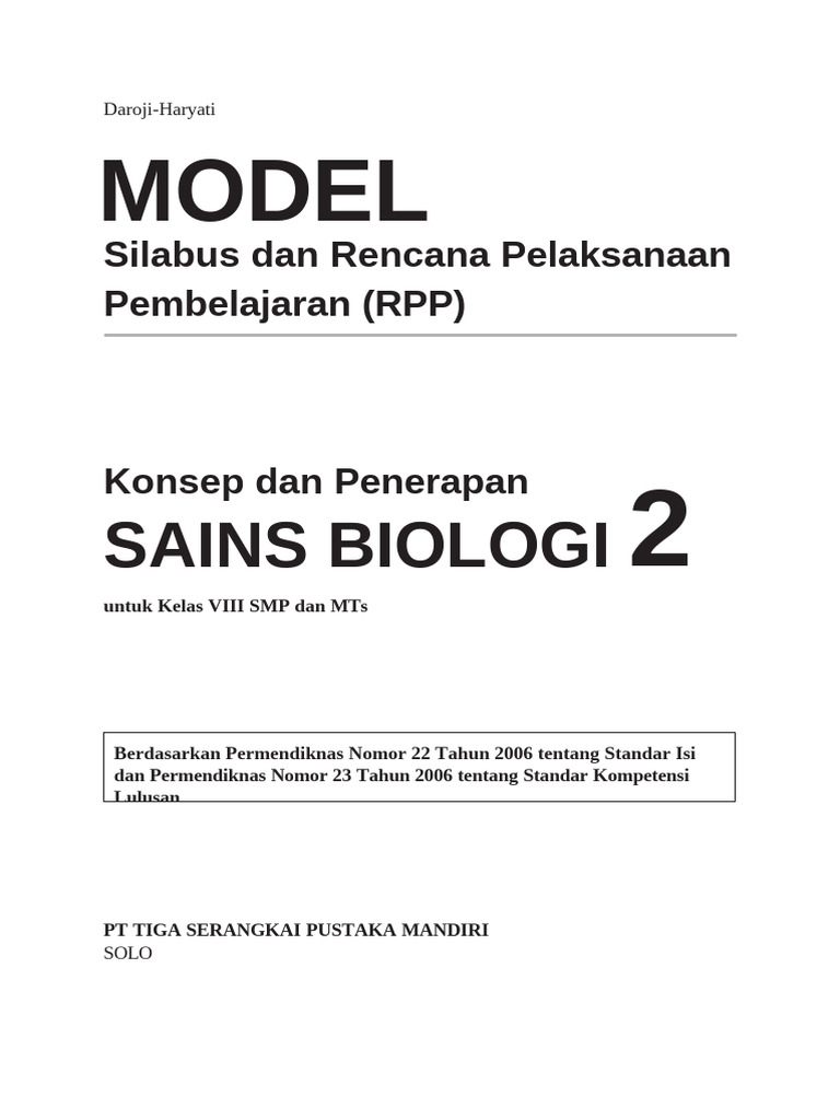 Silabus dan RPP Biologi Kelas VIII SMP | PDF