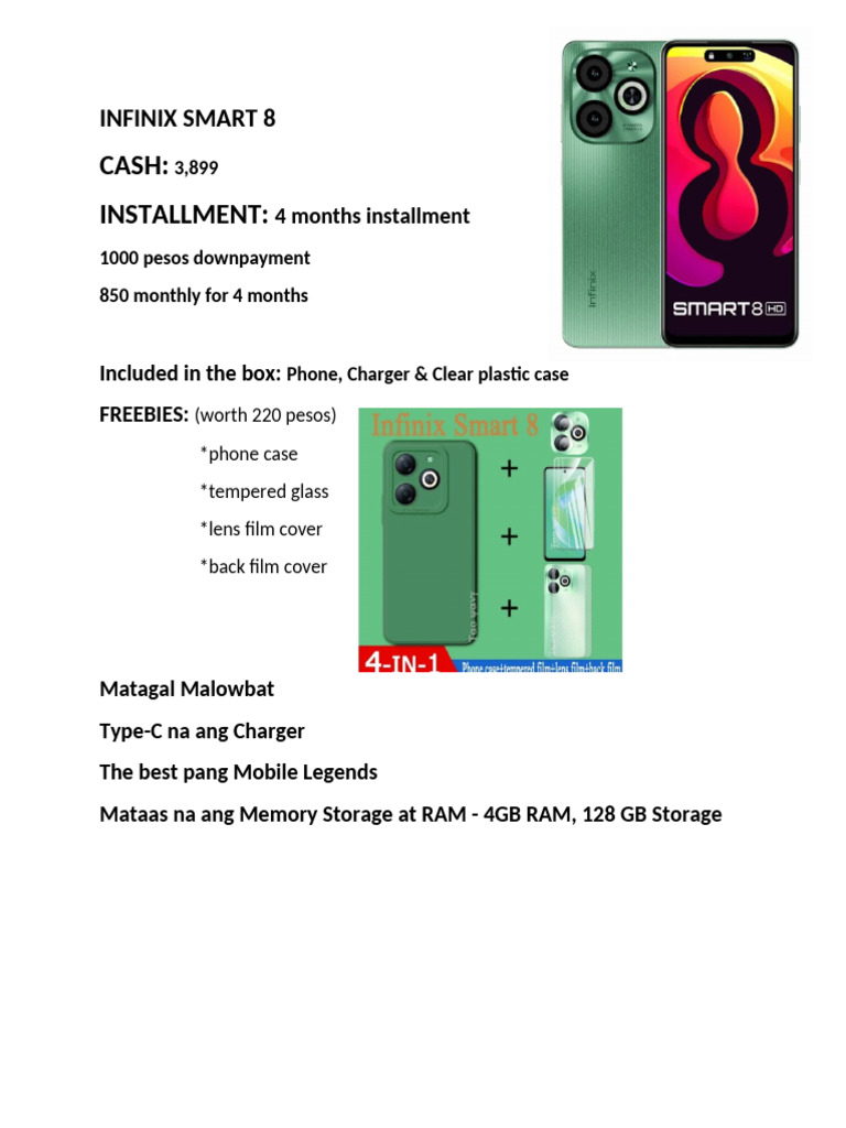 Infinix Smart 8 Specifications & Price | PDF