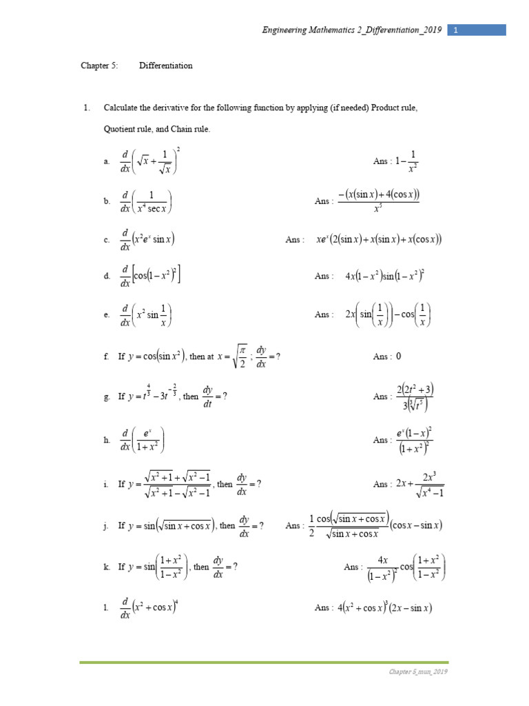 Differentiation Techniques in Calculus | PDF | Calculus | Mathematical ...