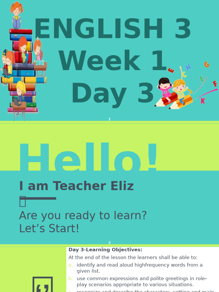 English 3 Week 1 Day 3 Lesson Plan | PDF