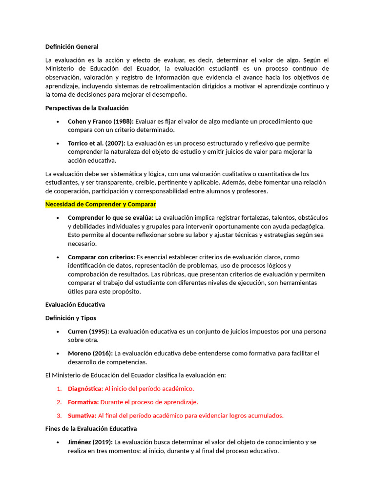Importancia y Tipos de Evaluación Educativa | PDF | Evaluación | Maestros