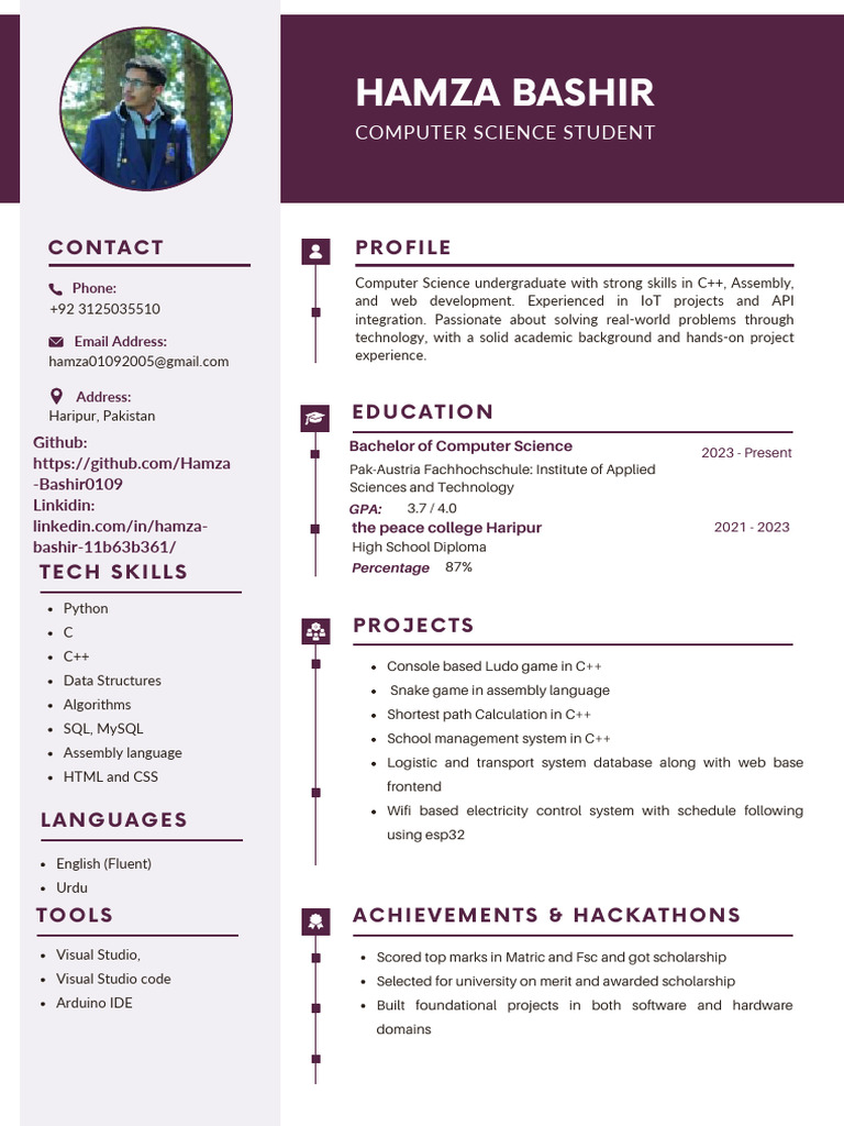 Computer Science Student Profile | PDF