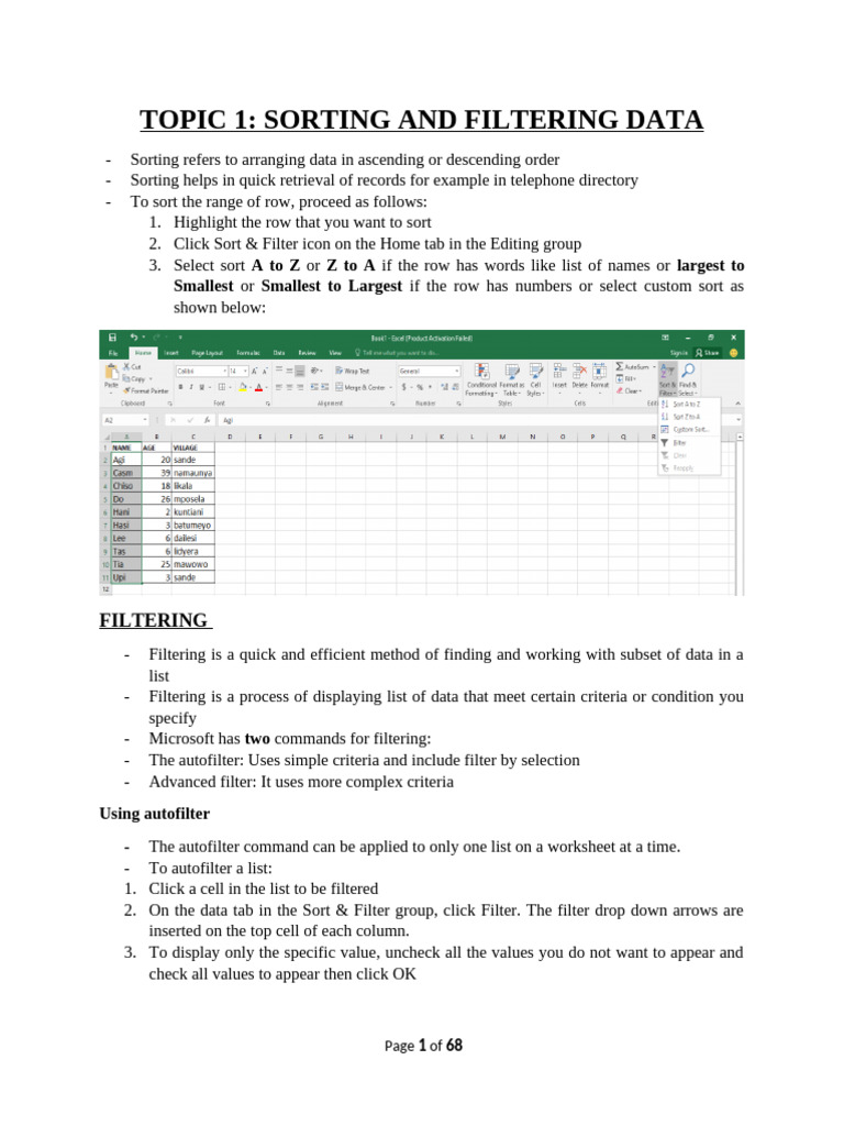 Data Sorting and Filtering Techniques | PDF | Databases | Database Index