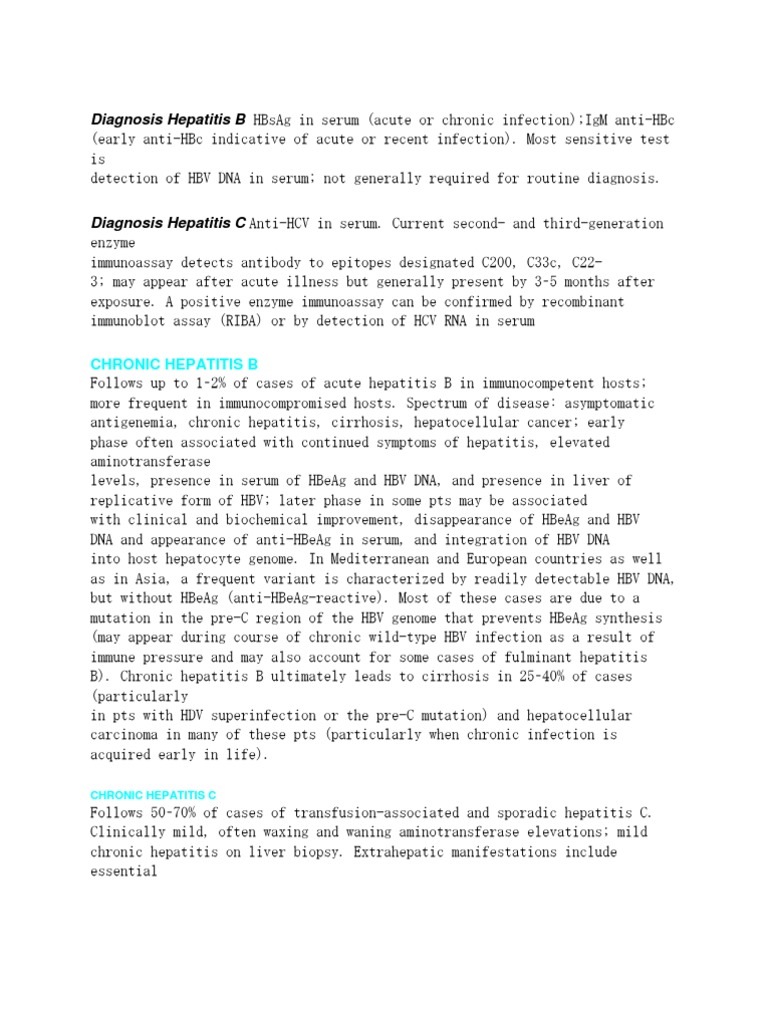 Hepatitis B and C Diagnosis Overview | PDF