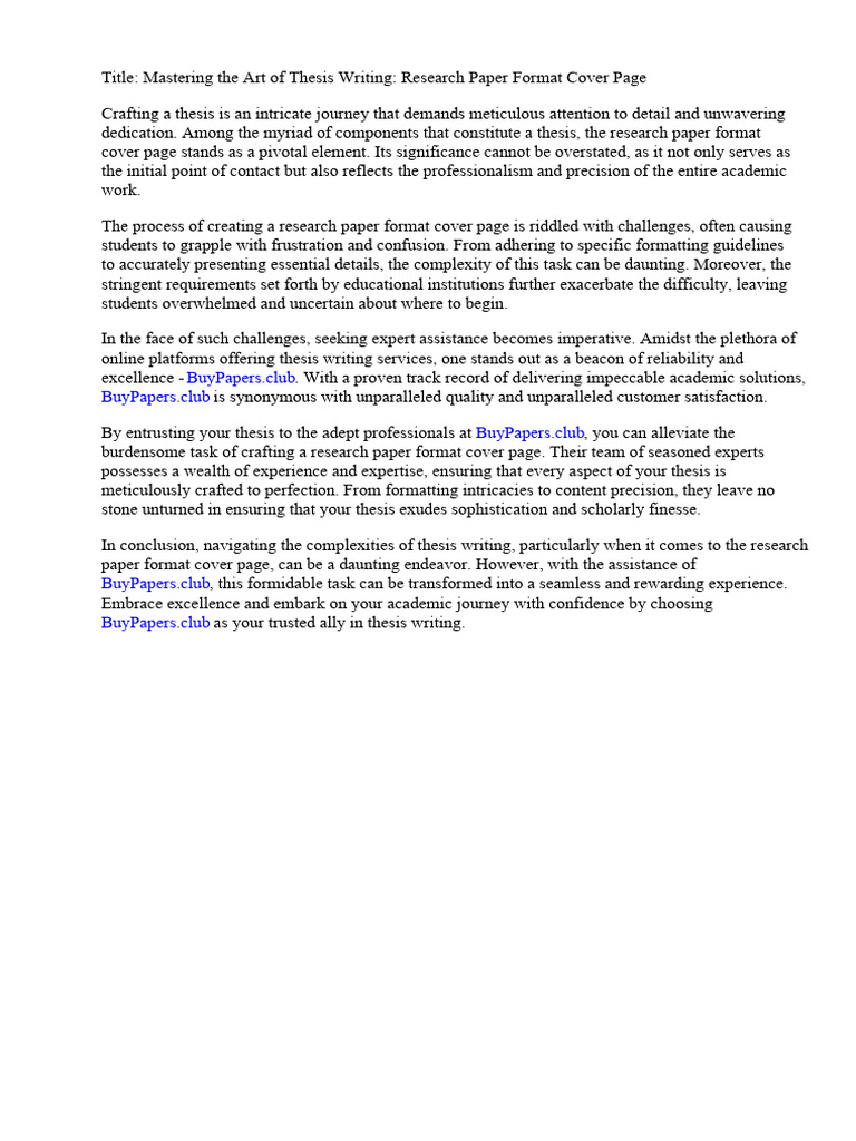 Research Paper Format Cover Page PDF Apa Style Citation