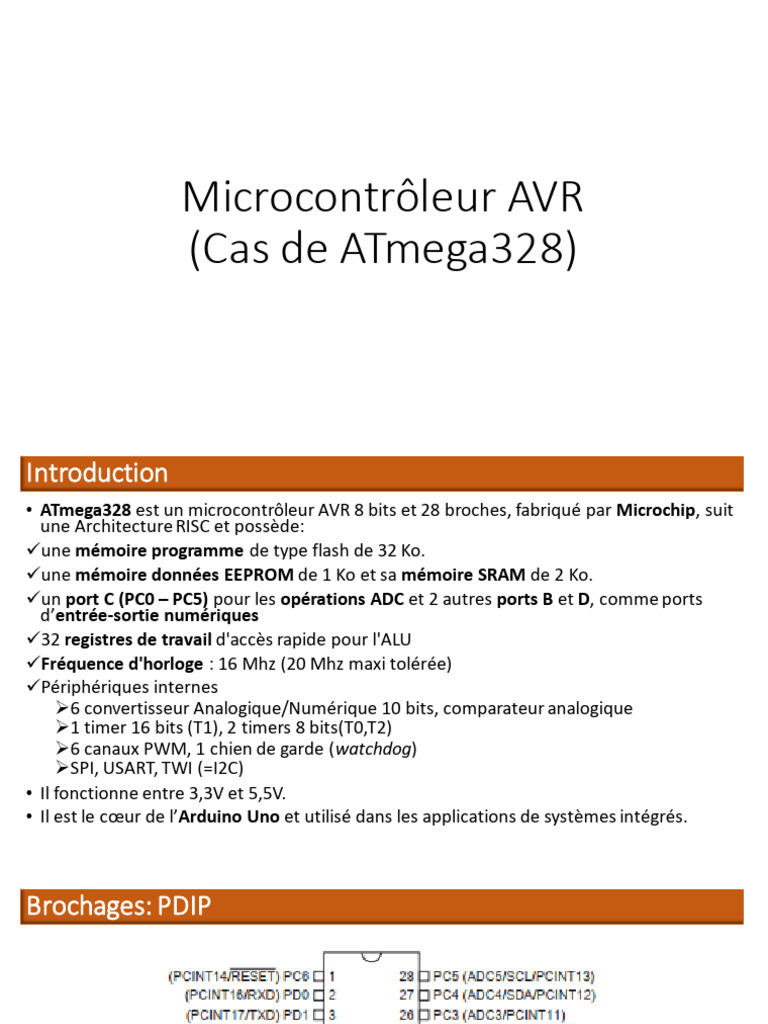 Microcontrôleur AVR ATmega328: Guide | PDF | Convertisseur analogique ...
