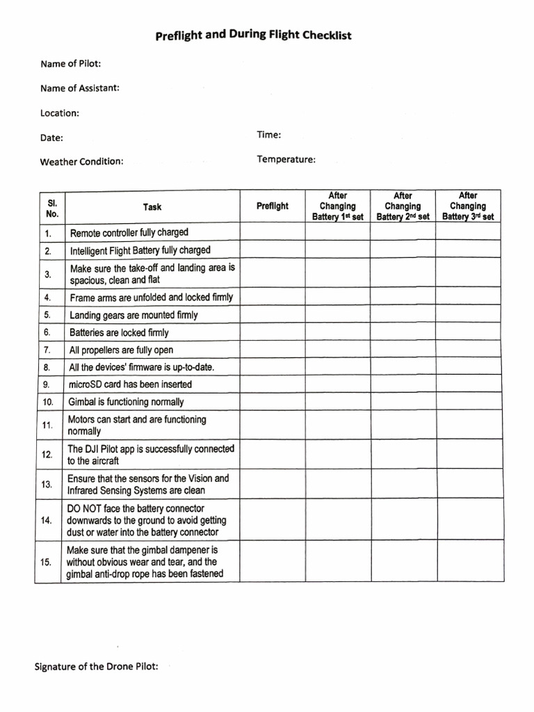 Drone Preflight and Flight Checklist | PDF