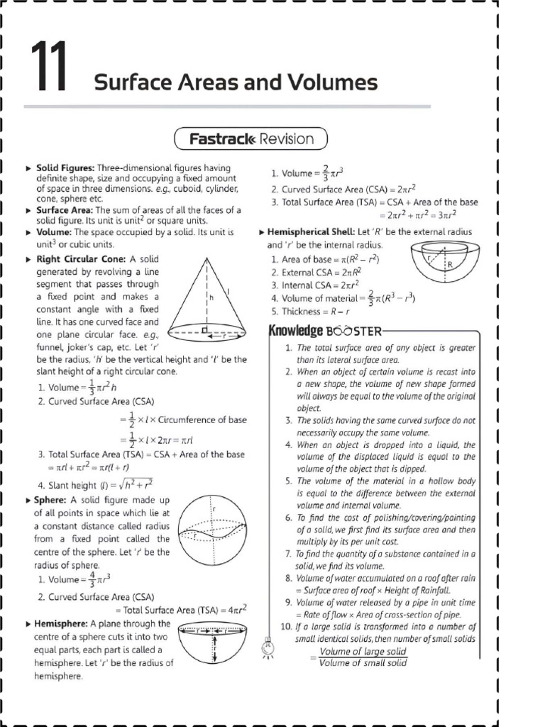 Surface Area and Volumes Worksheet | PDF