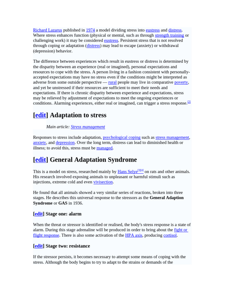 Understanding Eustress and Distress | PDF | Stress (Biology) | Adrenal ...