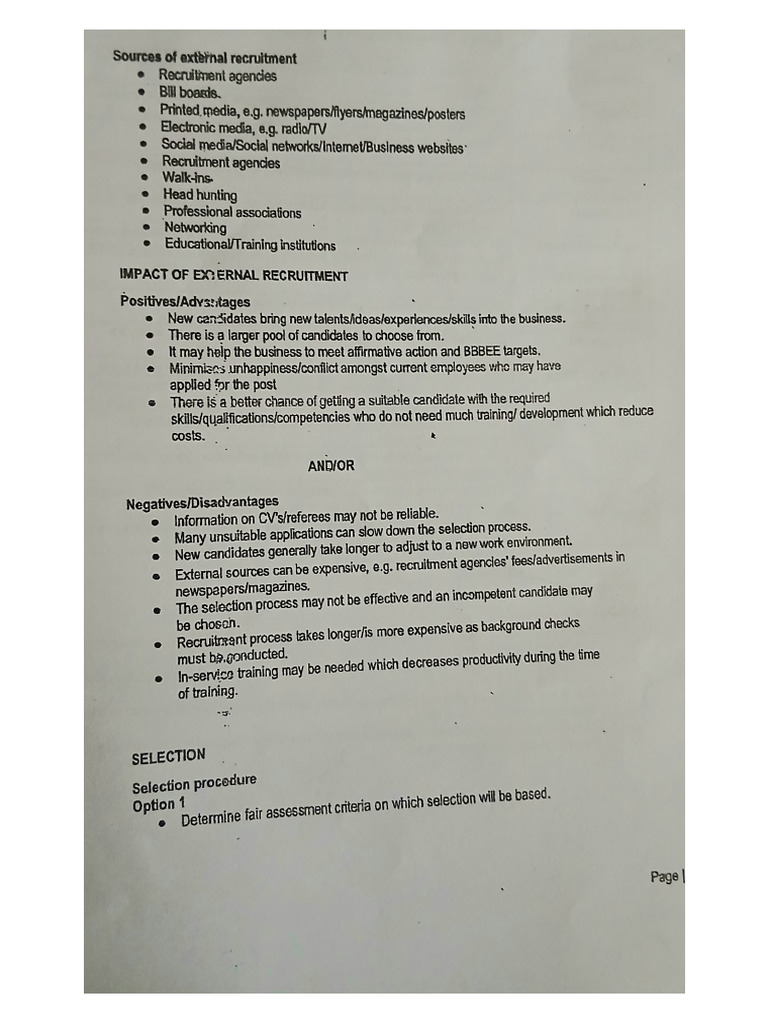 Grade 12 Business Studies 2025 Human Resource Notes | PDF