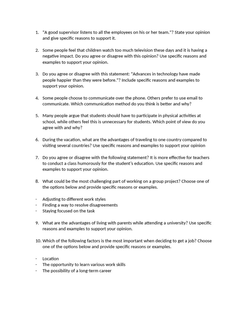 2025 TOEIC Speaking Practice Questions | PDF