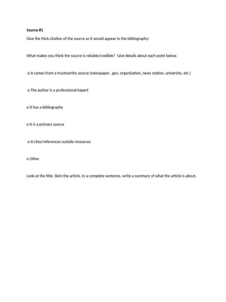 Source Evaluation Worksheet Guide | PDF