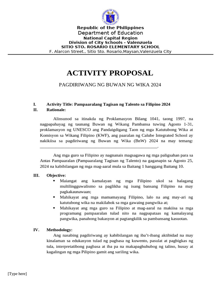 Acitvity Proposal and Action Plan | PDF