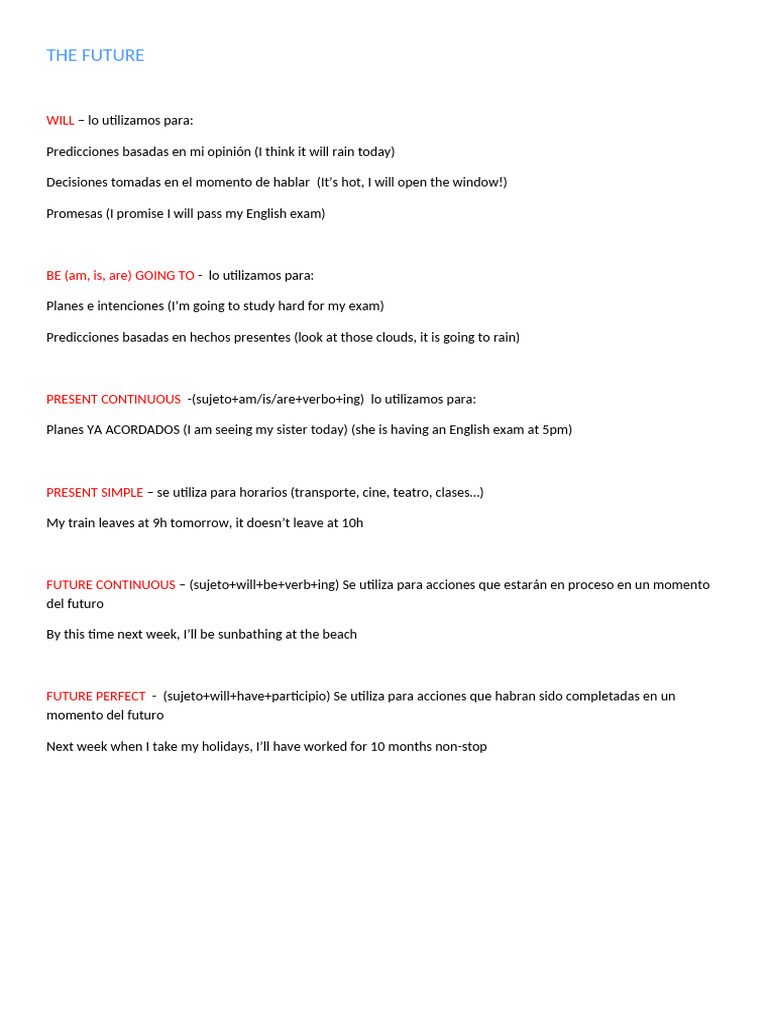 Future Tenses in English Grammar | PDF