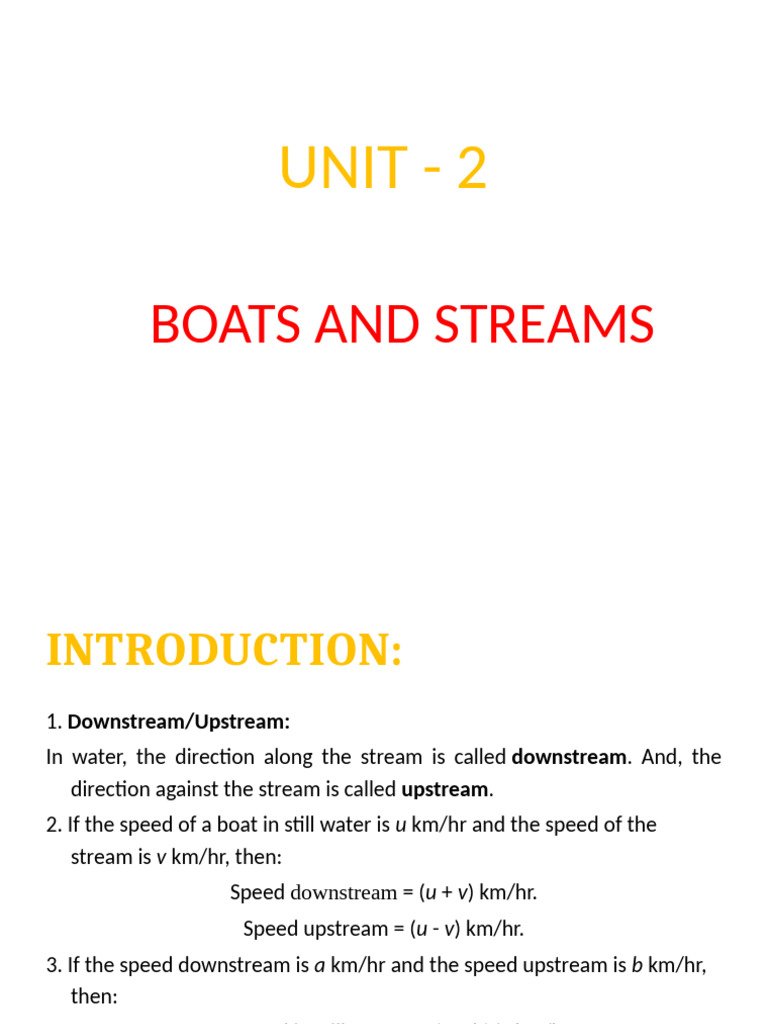 Boats and Streams: Speed Calculations | PDF | Speed | Chess