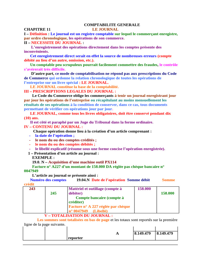 Importance et fonctionnement du journal comptable | PDF | Facture ...