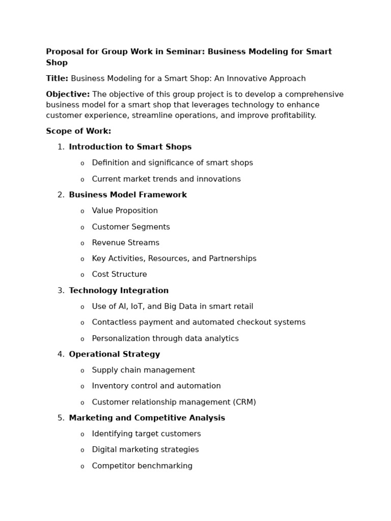 Proposal For Group Work in Seminar | PDF | Business Model | Business