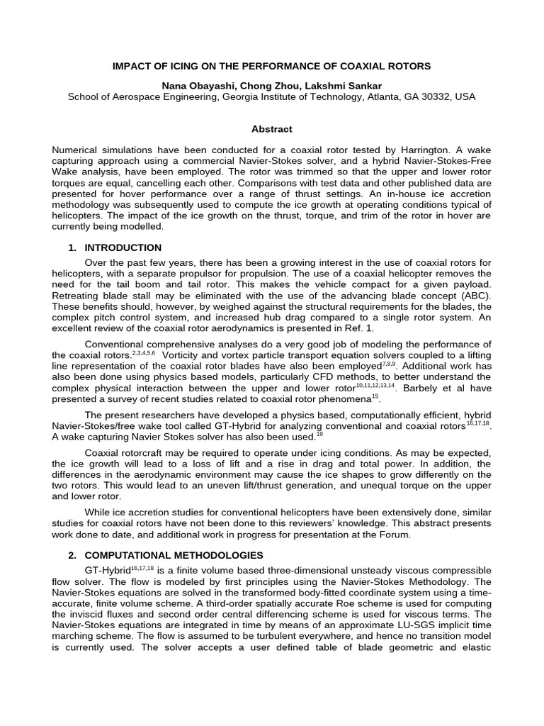 Icing Effects on Coaxial Rotor Performance | PDF | Navier–Stokes ...