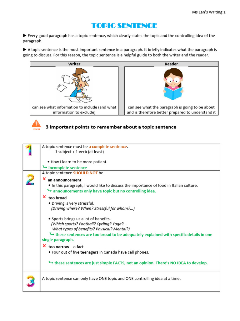 W4 - Topic Sentence Problems Theory | PDF